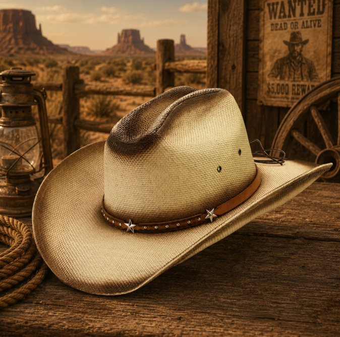 Beige Western Straw Hat
