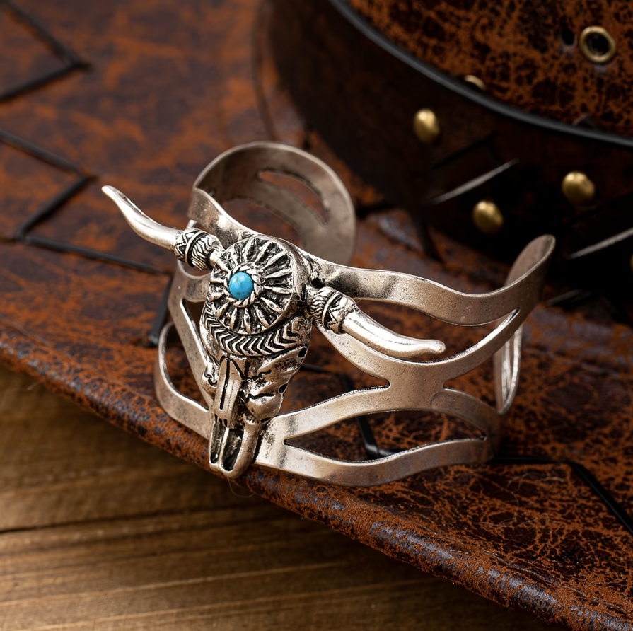 Bull Head Turquoise Bracelet