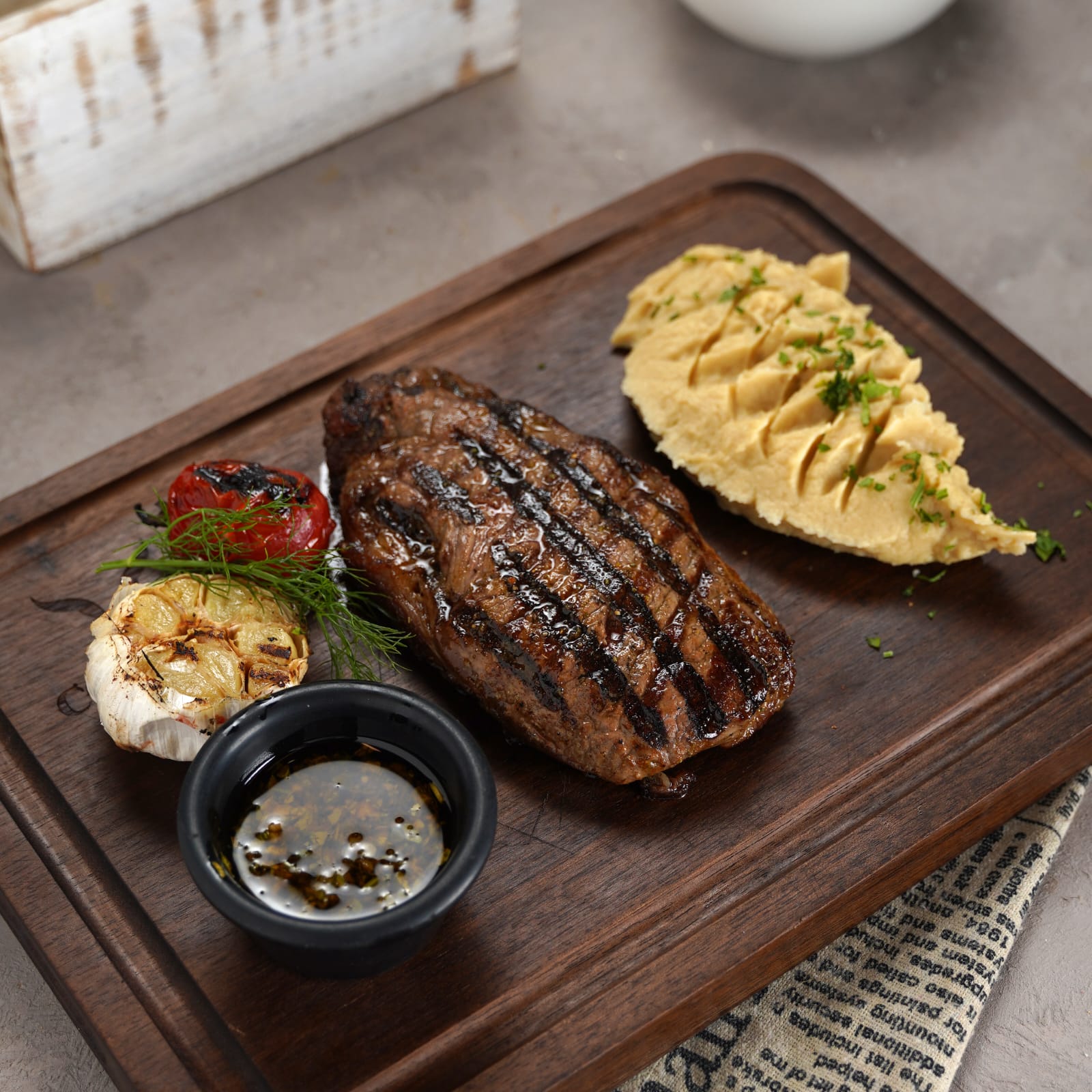 Striploin with Cauli Mash