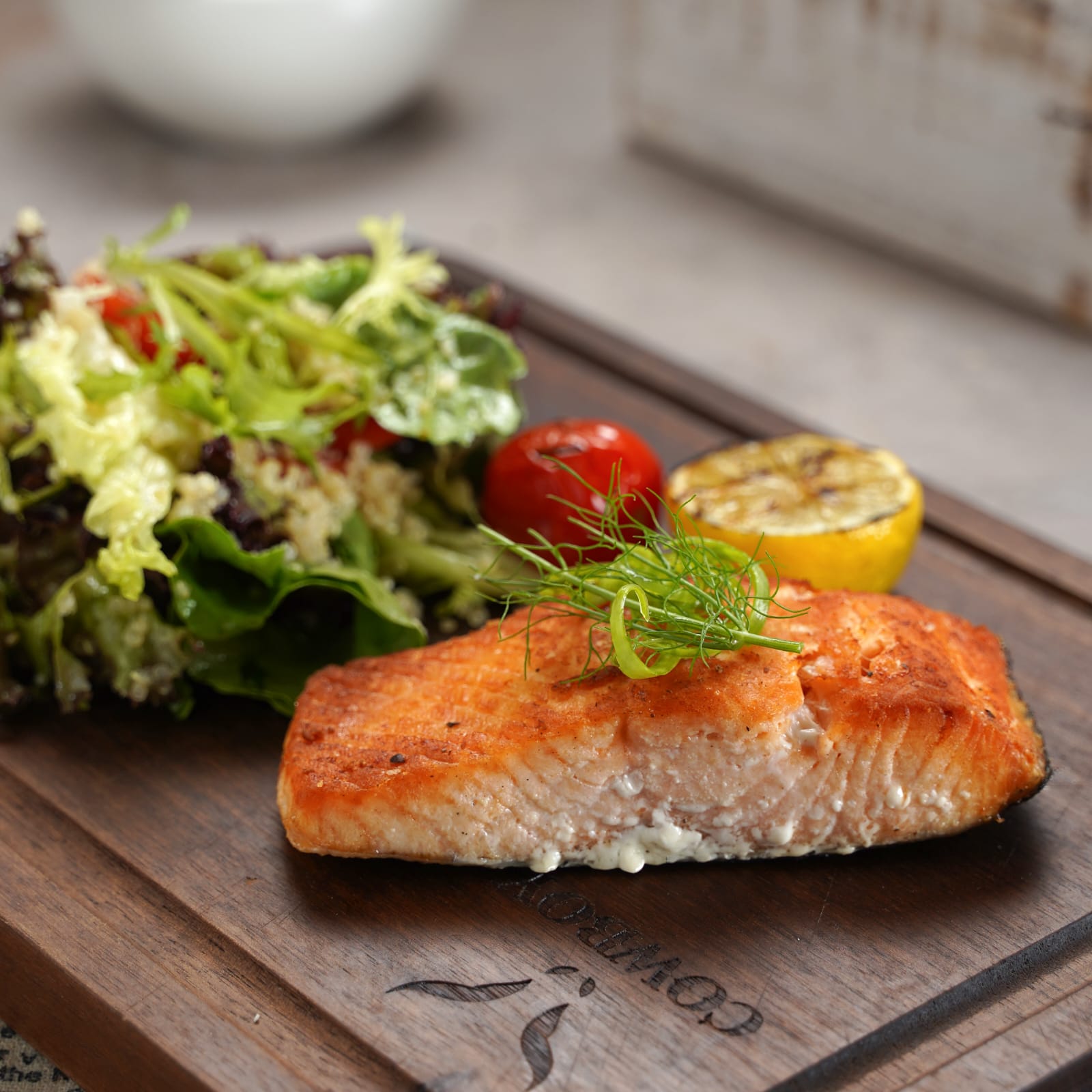 Salmon with Quinoa and Salad
