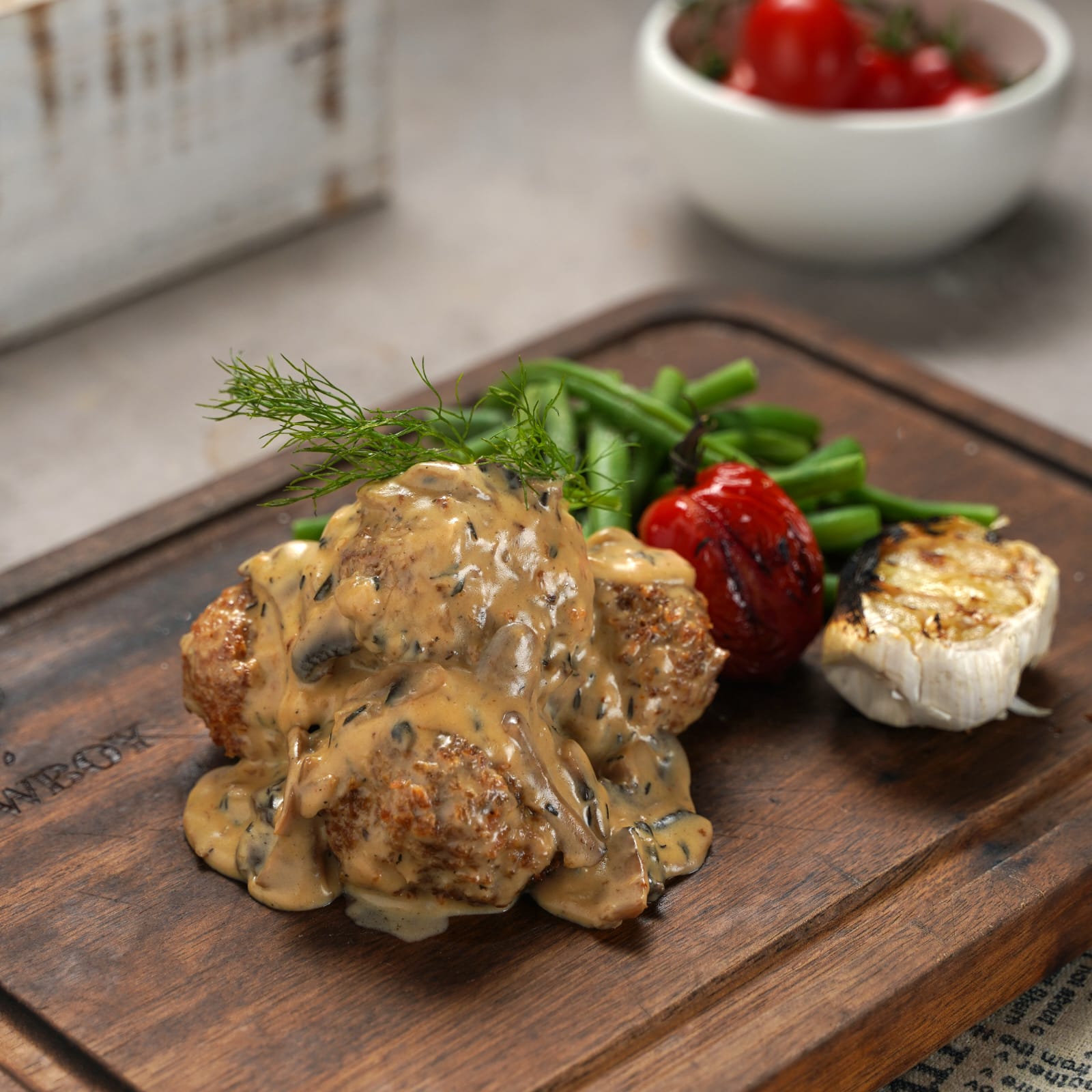  Meatballs with Gravy and Beans 
